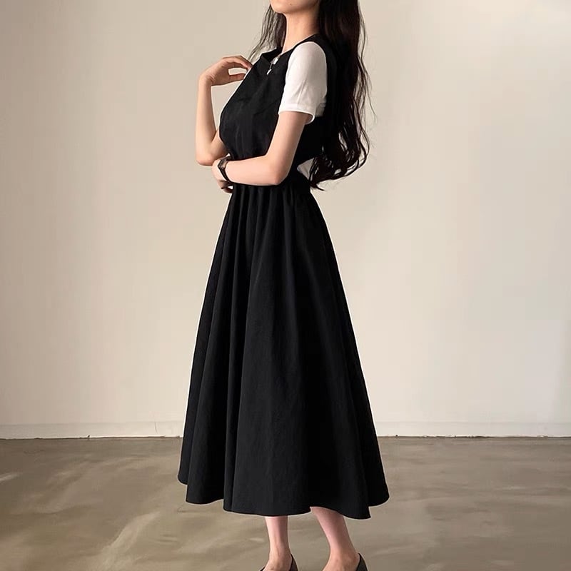 背中開き ワンピース G10CON0027 | liberal style. - 韓国ファッション