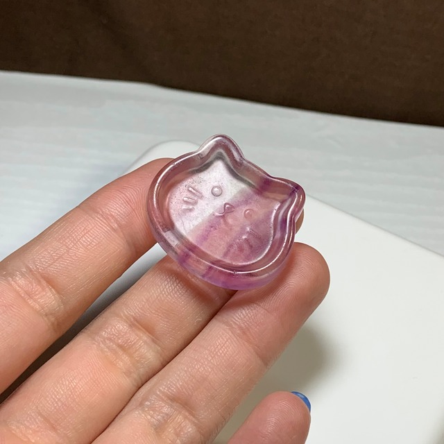 16.可愛い猫顔☆フローライト猫皿