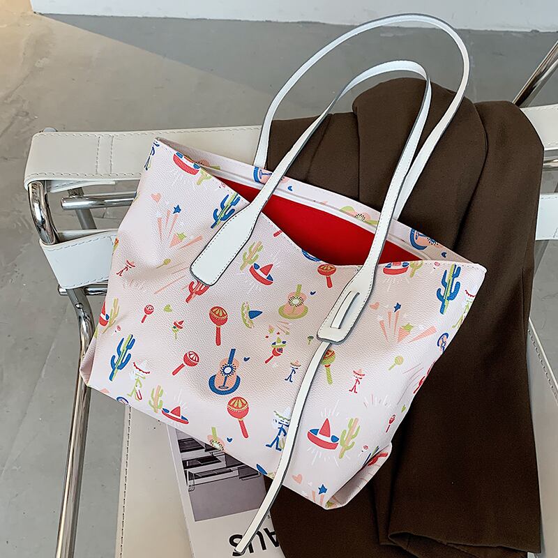 オールマッチ大容量バッグハンドバッグ2020新しいトレンディなファッション印刷ショルダーバッグネット赤ポータブルトートバッグ Tiancai_Wing_Bag17409033263