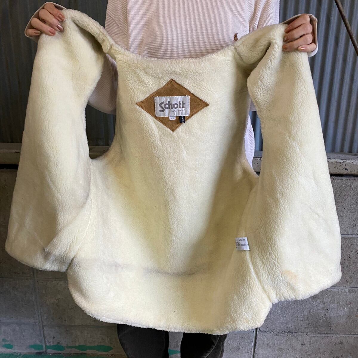 SCHOTT✨XLサイズ スエード ボア レザー ベスト ヴィンテージ ベージュ VINTAGE / ヴィンテージ古着 | 1980s～ RANCHER by Schott スエード