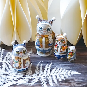 スベトラーナ・ニコライバ作 マトリョーシカ 3個型 猫