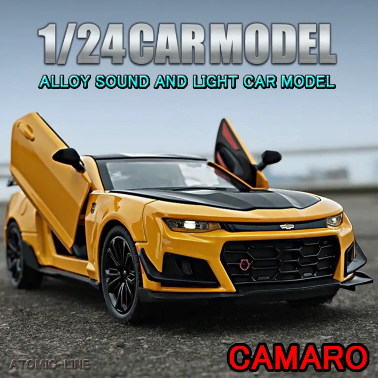 シボレー カマロ 1/24 ミニカー 全3色 ライト点灯 エンジンサウンド 合金モデル 模型 ジオラマ