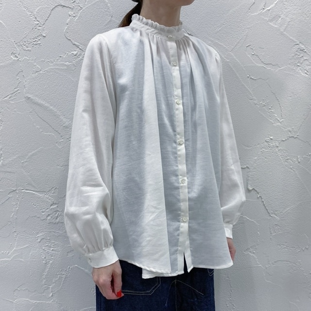 Midi Umi frill collar gather neck shirt