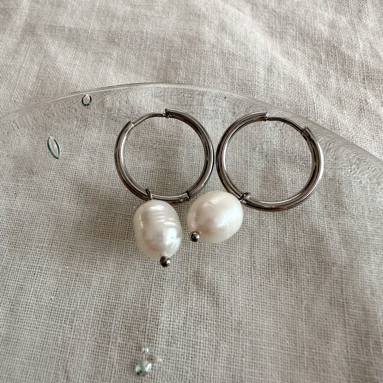 ［サージカルステンレス］19mm LEAVE PEARL PIERCE
