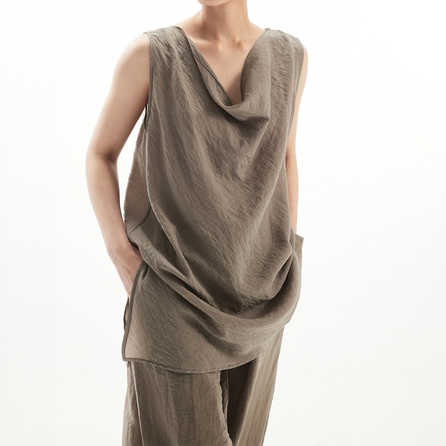 Draped cowl neck top A00223