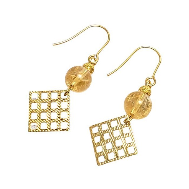 金運 仕事運 シトリン パワーストーン ピアス 天然石 11月 誕生石 ご縁 ゴールド ゆらゆら かわいい おしゃれ プレゼント ギフト ピアス 金属アレルギー 対応 ギフトグッズ イヤリング変更可 アクセサリー