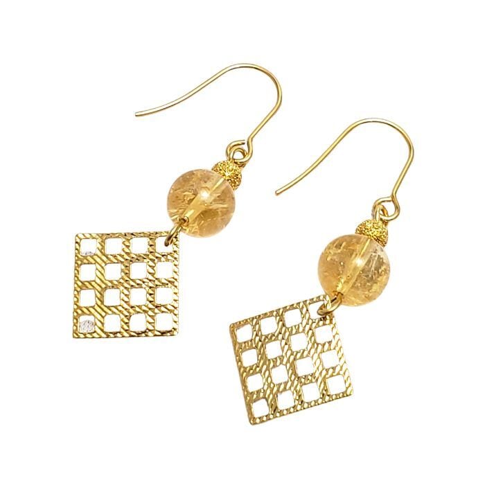 金運 仕事運 シトリン パワーストーン ピアス 天然石 11月 誕生石 ご縁 ゴールド ゆらゆら かわいい おしゃれ プレゼント ギフト ピアス 金属アレルギー 対応 ギフトグッズ イヤリング変更可 アクセサリー