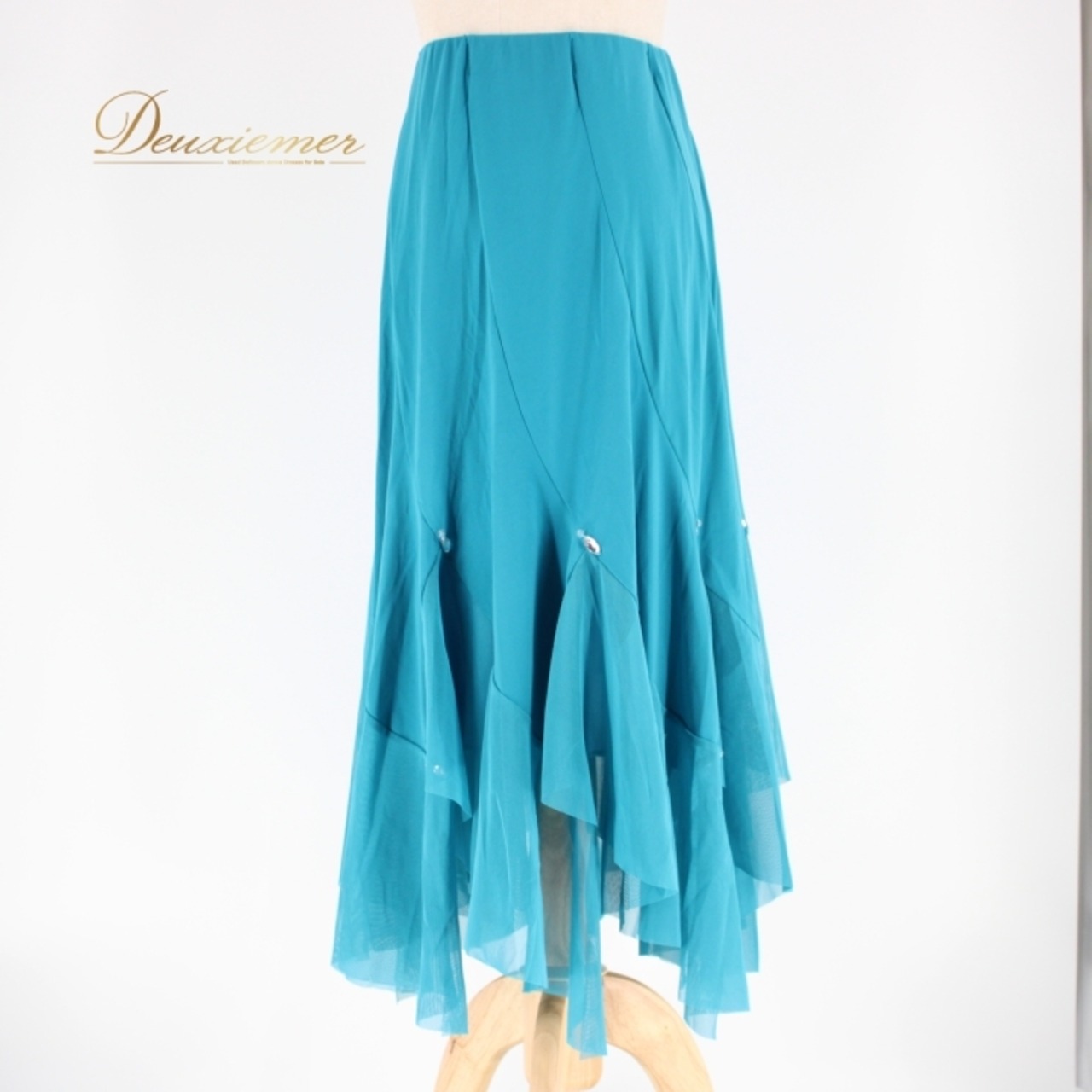 社交ダンス 衣装 スタンダード スカート レッスンウェア 水色 ICHIOKU イチオク ブルー系 無地 シンプル レース 練習着 ビジュー ターコイズブルー 着心地よい 伸縮性あり ポリエステル ポリウレタン フェミニン ダンス衣装 カジュアル ヘルシー スタイリッシュ ダンスレッスン 向け 美しい パーティー 披露宴 スカートスタイル トレンド シーズンアイテム