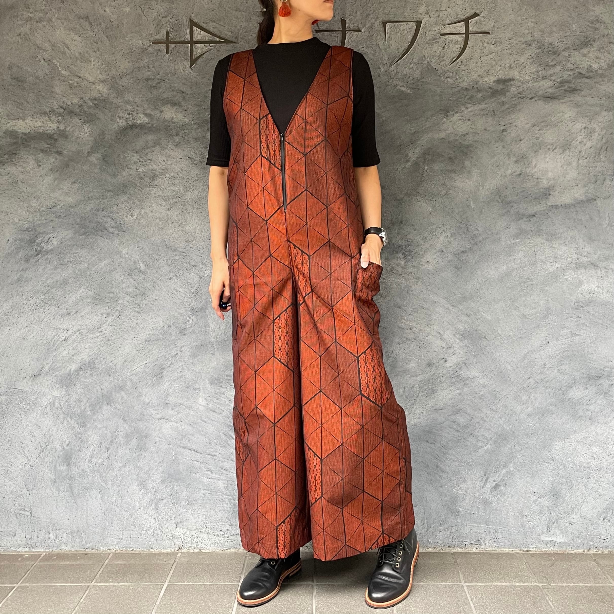 着物リメイクワイドサロペット- kimono wide overall