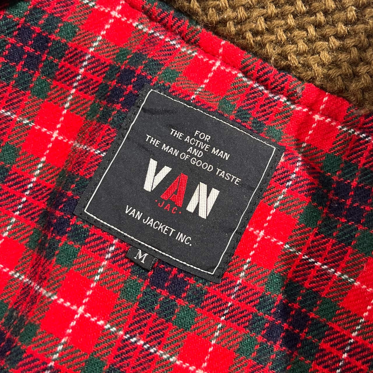 70s 80s VAN JAC ヴァンヂャケット 裏地チェック ショールカラー コーデュロイ 中綿 コート ジャケット M /キャメル・ブラウン系 メンズ アイビー トラッド ビンテージ