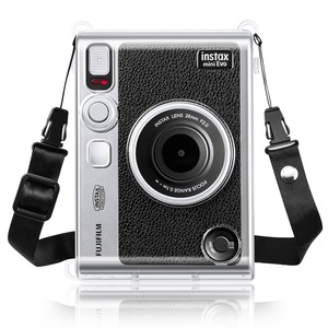 【数量限り】Rieibi FUJI instax mini Evo透明ケースショルダーストラップ付き チェキEvo カメラケース カメラ保護バッグ instax mini Evoバッグ ハード 傷つけ防止 軽量 全面保護 クリスタルシェル PVC(透明)