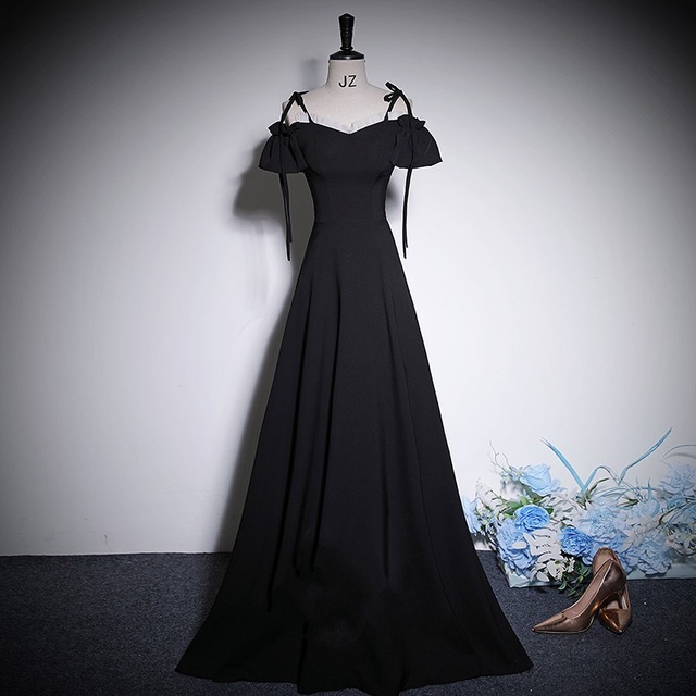 オフショルダー リボンロングドレス D1187