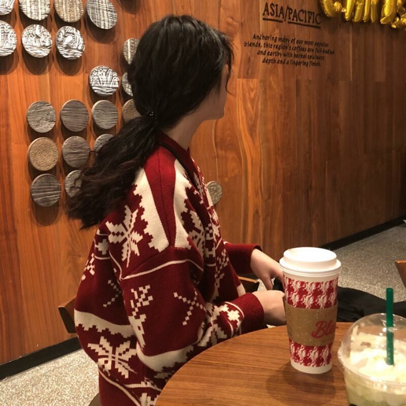 ニットセーター レディースルーズウィンタースタイルラウンドネックプルオーバー トップス ロング 冬物 Oネック クレセントシティ69240879470