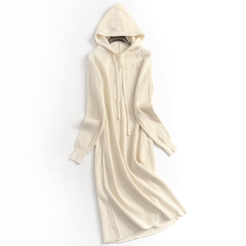 Hooded ribbed knit one piece OP0292