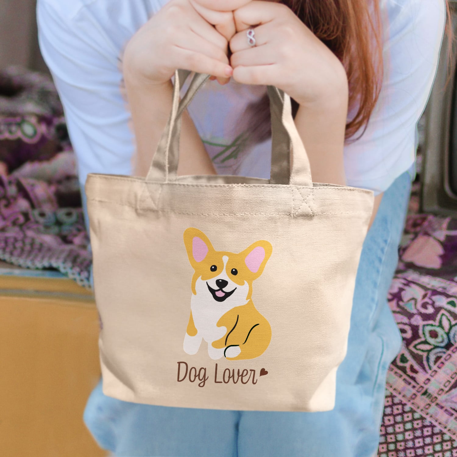 コーギー シンプル柄 毛色4色 】 ミニキャンバス トートバッグ 犬