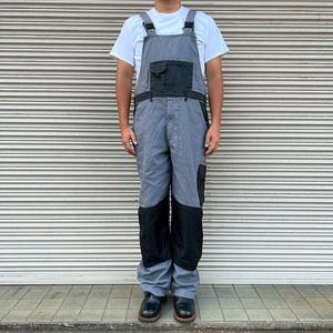 90s ユーロ ワーク IMAGINE WORKWEAR ビッグサイズ ヨーロッパ古着 グレーツイル ブラック ビブ オーバーオール XXL ヴィンテージ
