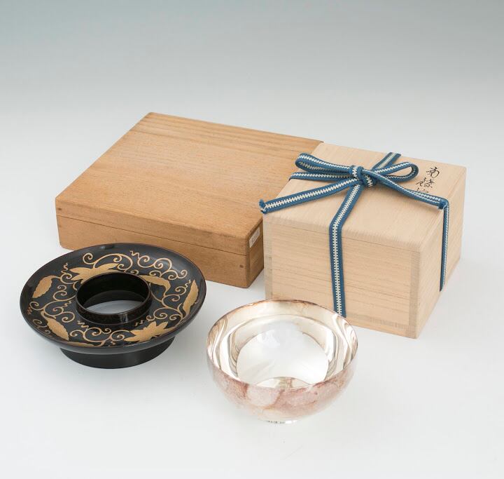 京都金工師 竹影堂栄真造 南鐐碗 竹影堂彫銘 槌目 栄真四方印 榮眞 重