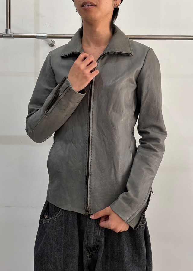 【wjk】double zip leather jacket