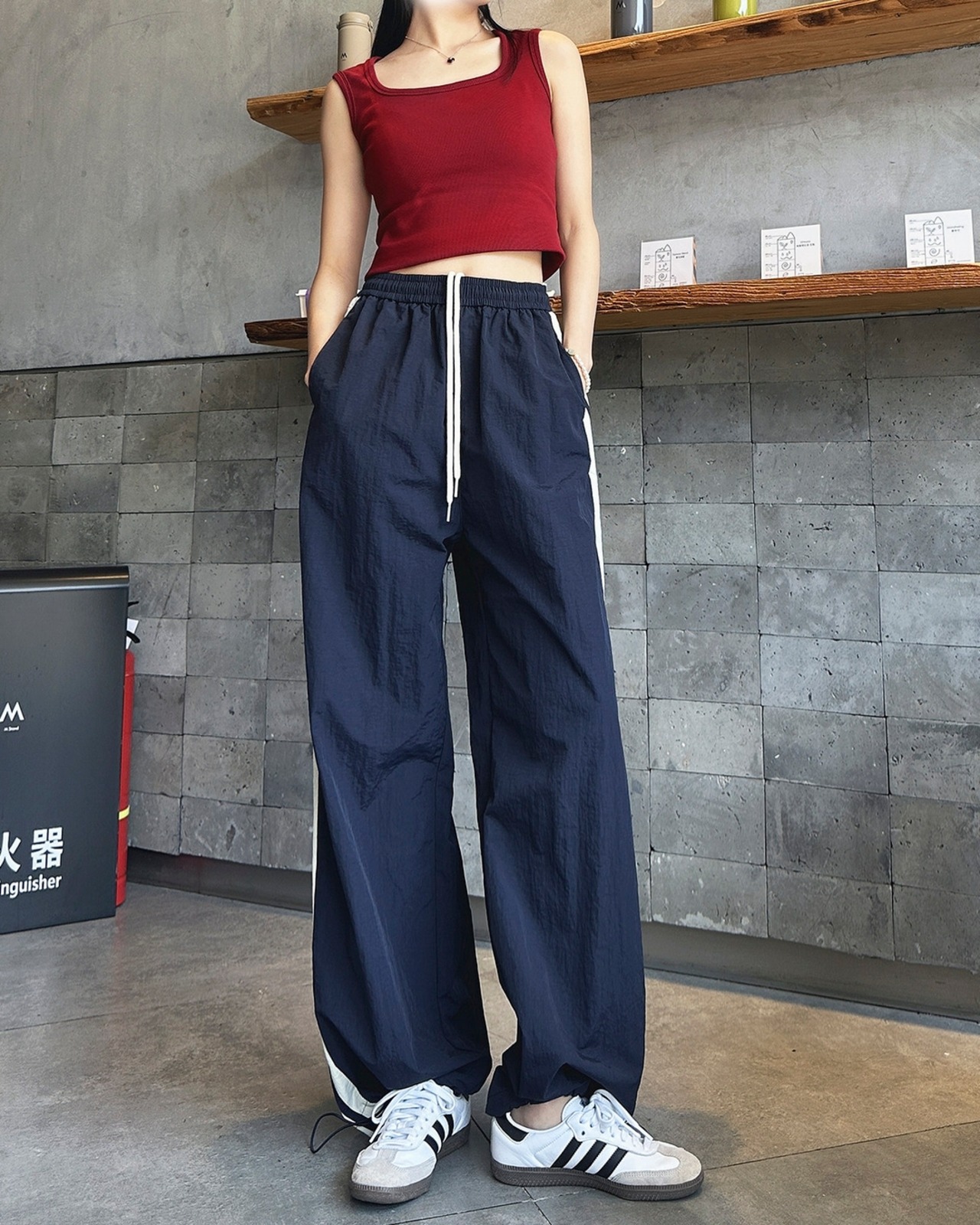 サイドラインドローストリングワイドパンツ 2color A1030 - 14