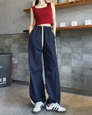 サイドラインドローストリングワイドパンツ 2color A1030