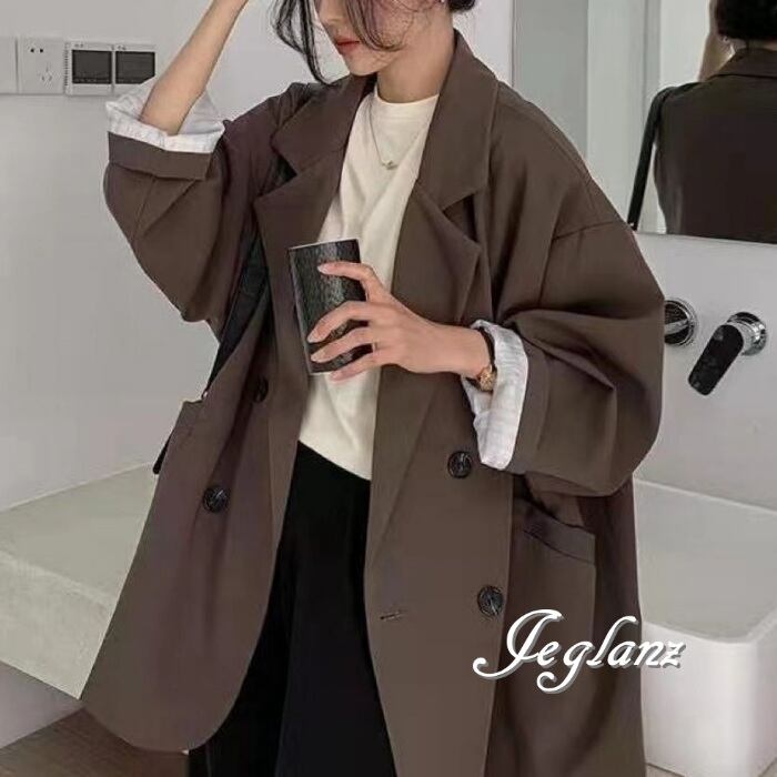 8色 ブレザー ジャケット 羽織り 襟付き ダブルブレスト 薄手 ♪(MA759)τ