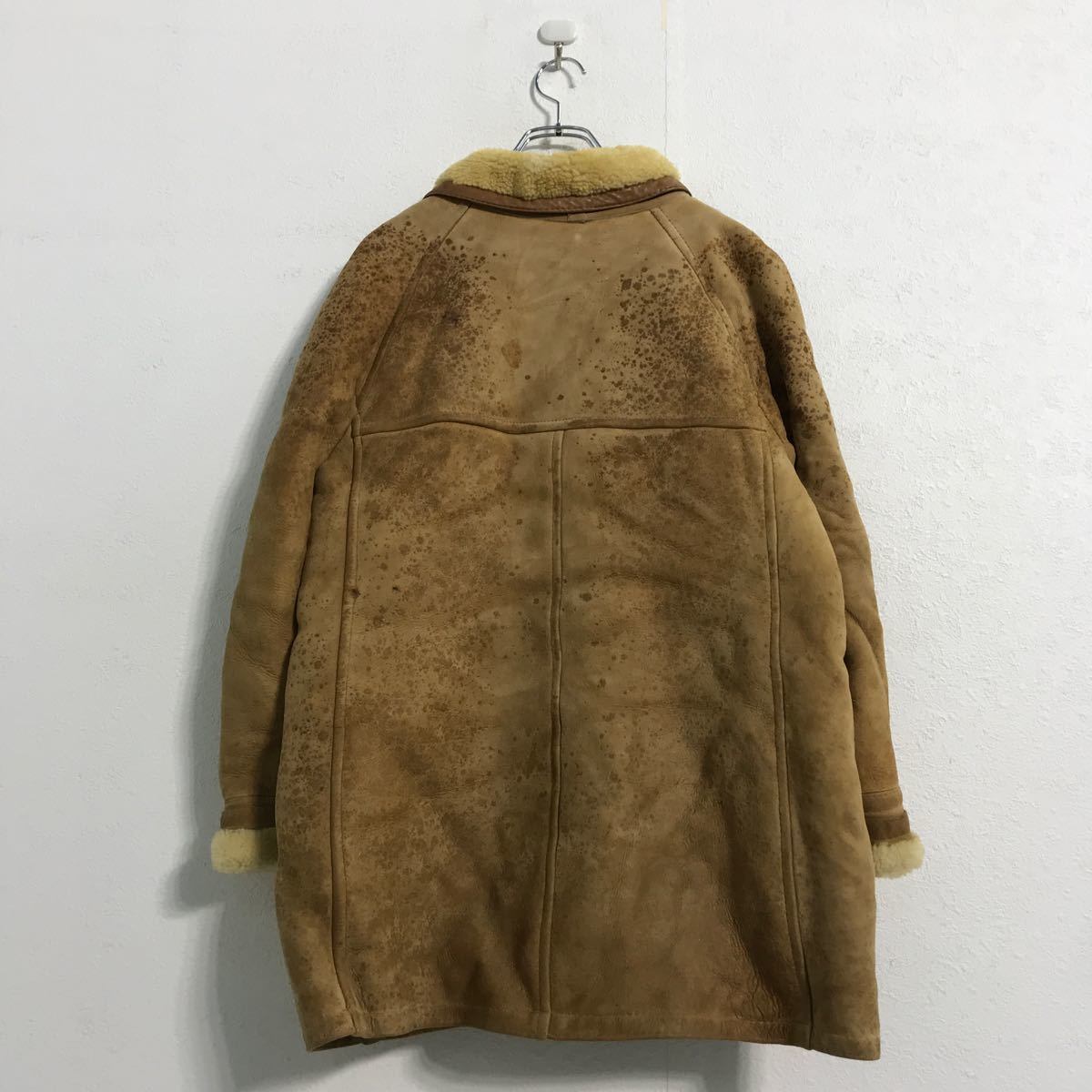 ムートン コート レディース M〜 ベージュ アウター 古着卸 アメリカ仕