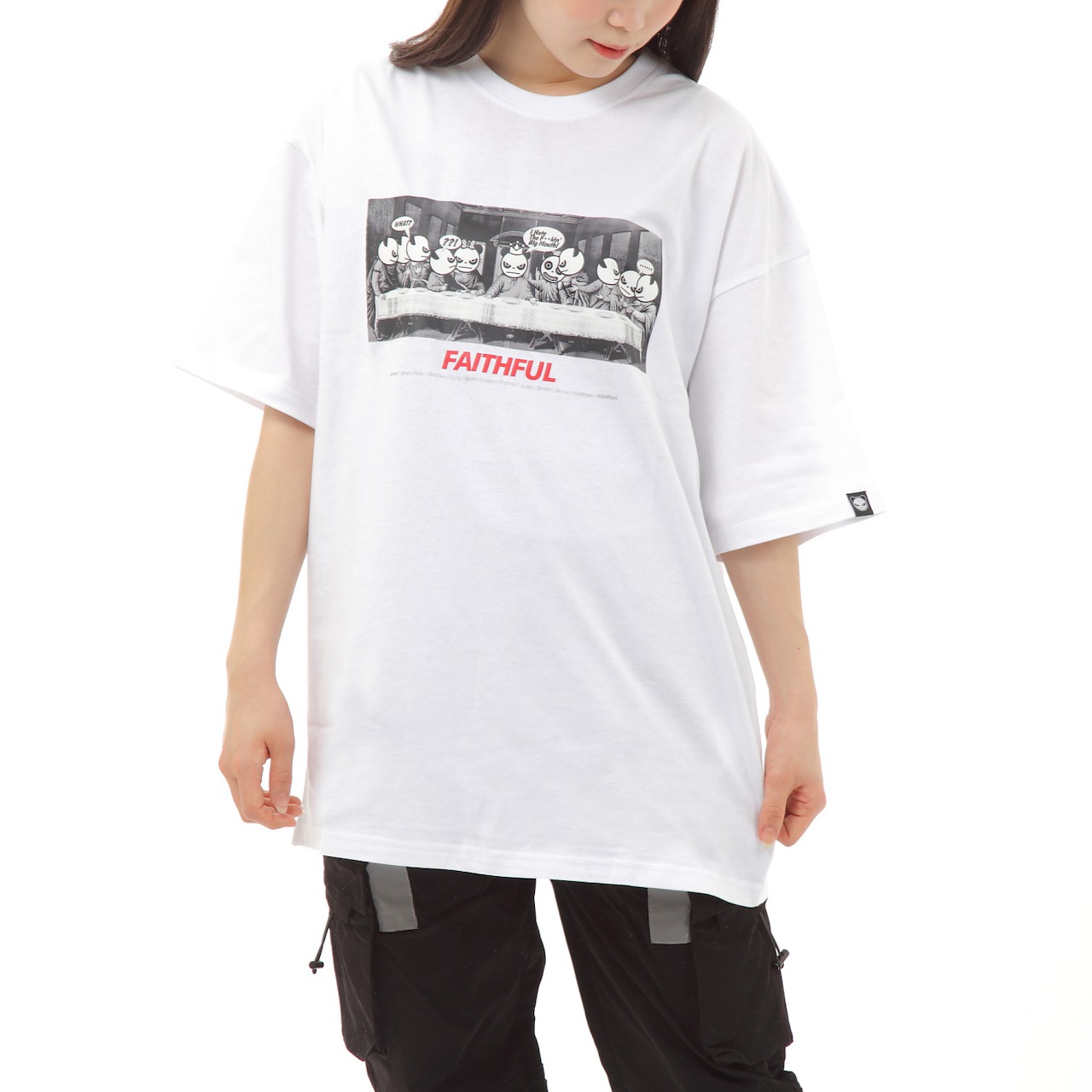 送料無料 【HIPANDA ハイパンダ】レディース アートパロディシリーズ【最後の晩餐】Tシャツ WOMEN'S PARODY BIG SIZE SHORT SLEEVED T-SHIRT / WHITE・BLACK