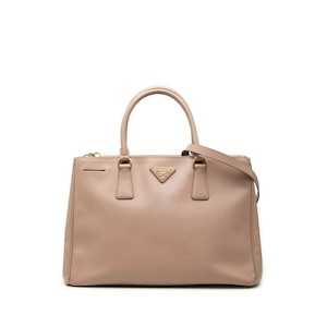 プラダ 三角ロゴプレート サフィアーノ ガレリア ハンドバッグ 2WAY ショルダーバッグ ピンク ベージュ レザー レディース PRADA 中古