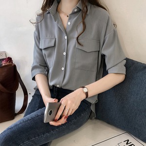 シャツ トップス シアーストライプシャツ レディース ストライプ7分袖シャツ ゆるシャツ ストライプ 7分袖 襟付き シフォンシャツ ドロップショルダー 灰色 茶色 白 グレー ブラウン ホワイト オシャレ シアー シンプル きちんと感 可愛い キレイめ 上品 フェミニン シック ハンサム マニッシュ カジュアル 春 夏 秋 冬 デイリー おでかけ オンオフ兼用 公園コーデ アウトドア 普段着 スタイルアップ 高見え 新鮮 主役級 動きやすい 軽やか ゆったり 体型カバー インスタ映え トレンド