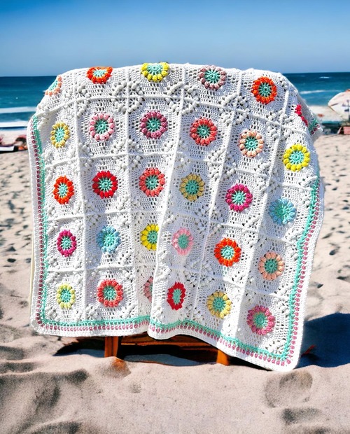 knit crochet rug /White
