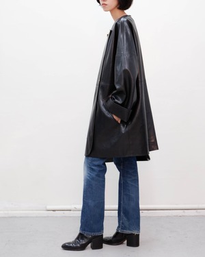 1980-90s NINA RICCI - double breasted collarless pvc jacket