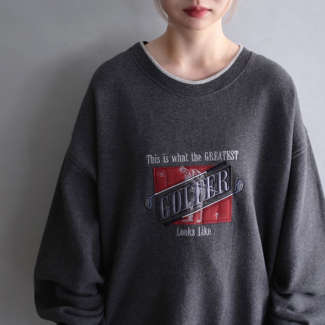 rib line and front patchwork big sweat