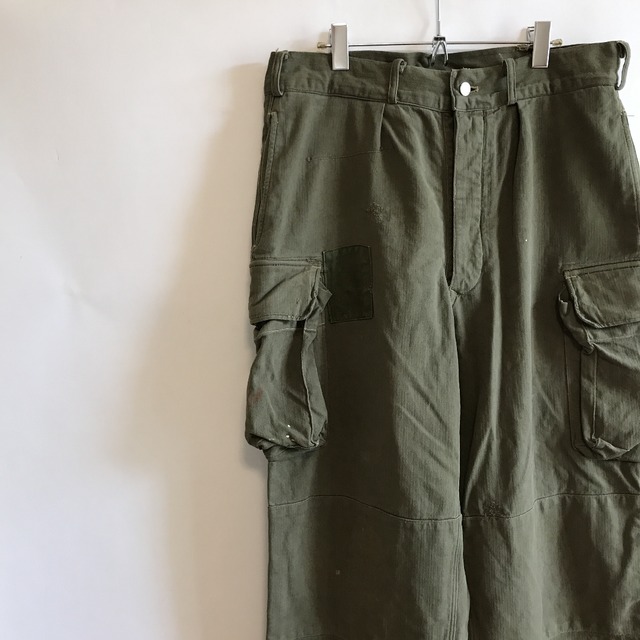 50's ヴィンテージ 古着 ドイツ軍 ヘリンボーン カーゴパンツ
