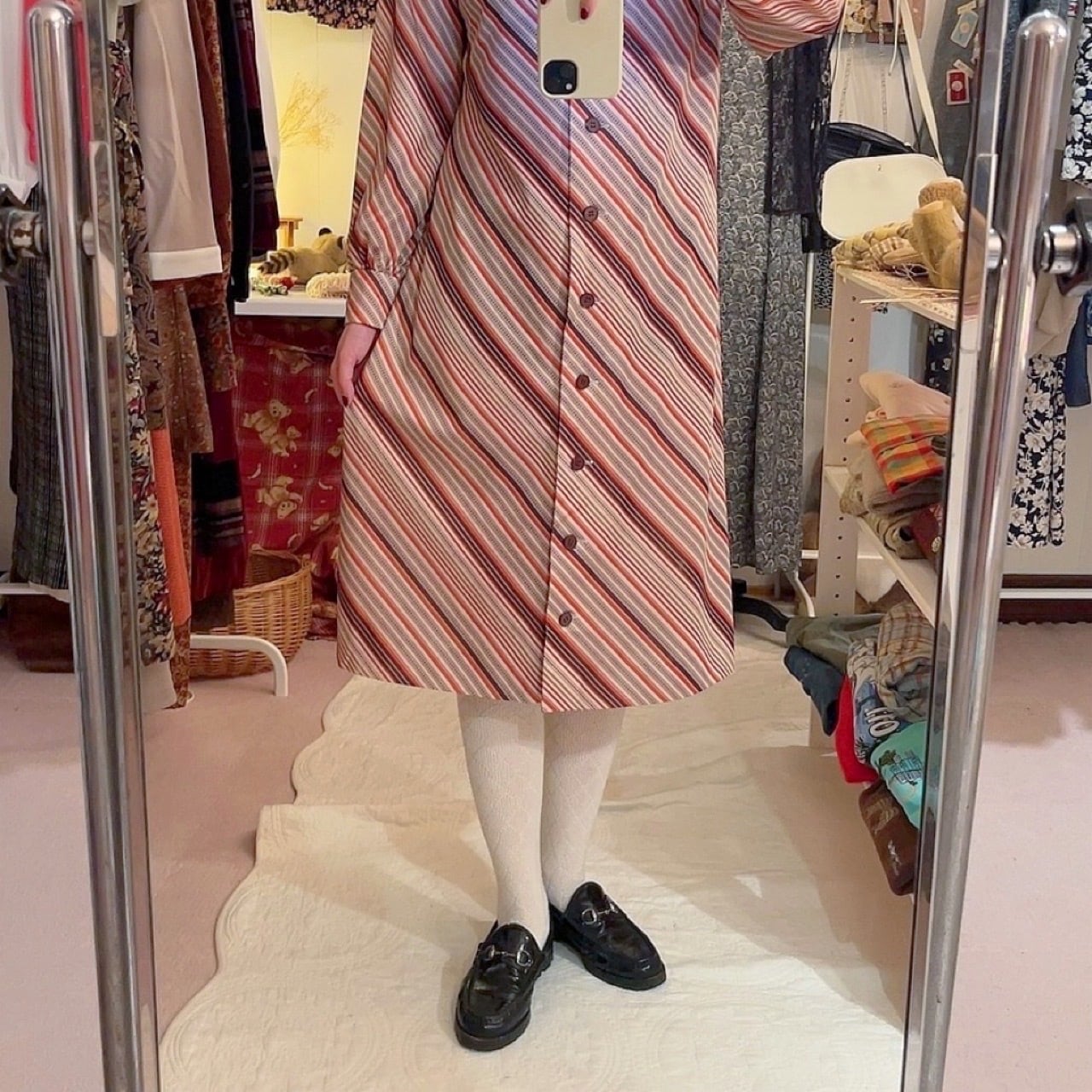 brown orange stripe one-piece