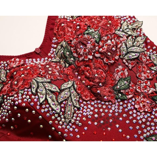 ローズデザイン ワインレッド フロート ドレス ds0014