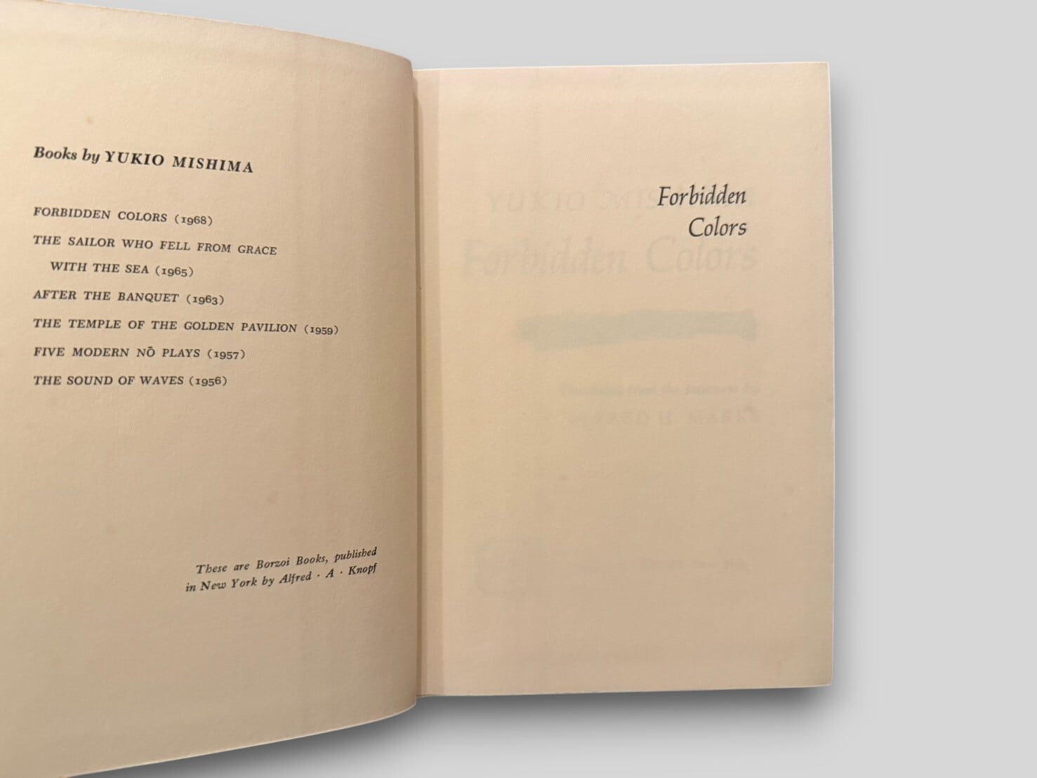 SJ593】【FIRST U.S EDITION】Forbidden Colors(1968) / Yukio Mishima