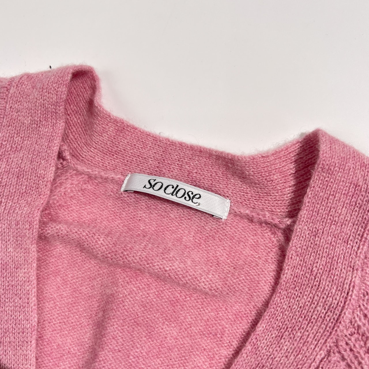 カシミヤ100% so close カシミア ウールニット カーディガン セミロング サイズ M /ピンク/レディース