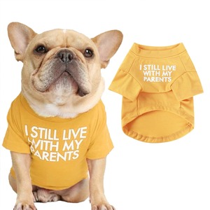 【努力特価】AmzBarley 犬服 春夏 Tシャツ シンプル 英文字プリント 無地 丸首 綿製 柔らかい 通気性 伸縮性 おしゃれ 可愛い 犬 猫 ドッグウェア Tシャツ 春夏 ファッション 小型犬 中型犬 猫服 上着 薄手 涼しい ルームウェア お出かけ 防虫 抜け毛防止 イエロー