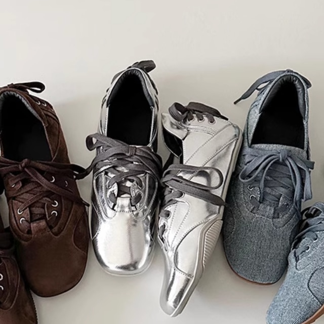 silver flat sneakers 10864