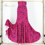 フラメンコ 衣装 ファルダ スカート 紫 ピンク 花柄 伸縮 ハイウエスト ストレッチ 青 紫 レッスン 練習着 ダンス パーティ 発表会 ピンク系 パープル系 動きやすい 華やか エレガント おしゃれ フェスティバル ステージ衣装 女性用