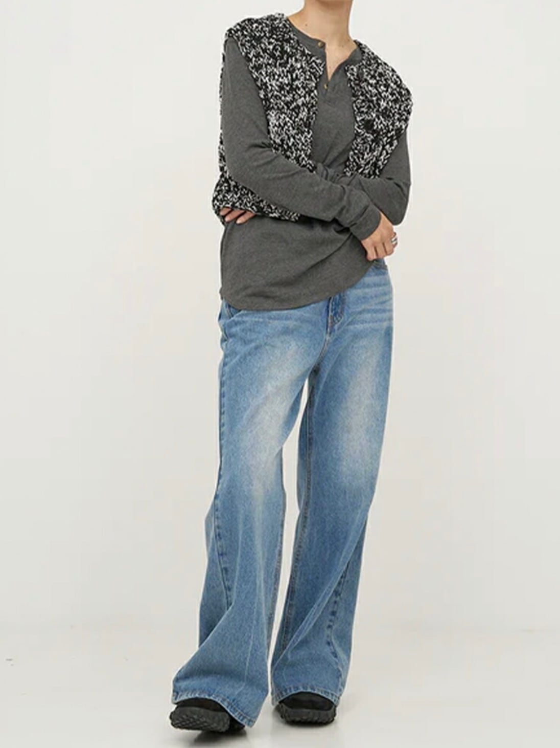 SALE】 YENN(イエン)MIX HAND KNIT VEST ミックスハンドニットベスト