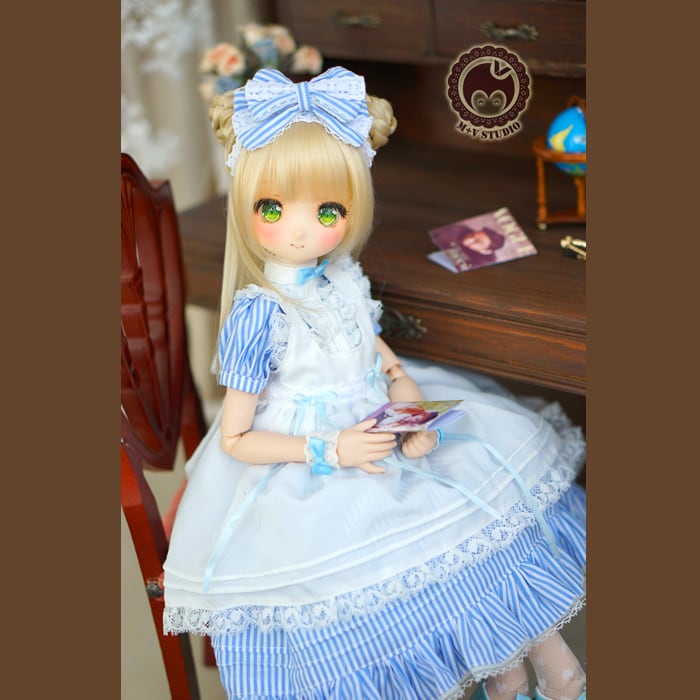 BJD人形用衣装 制服/メイド服 可愛い ロリ ブルー/ピンク MDD