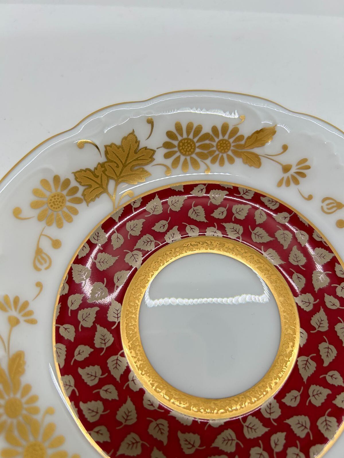 大倉陶園】 金白金蝕吉祥菊白樺文 瑠璃マロン碗皿揃 | 若林陶器