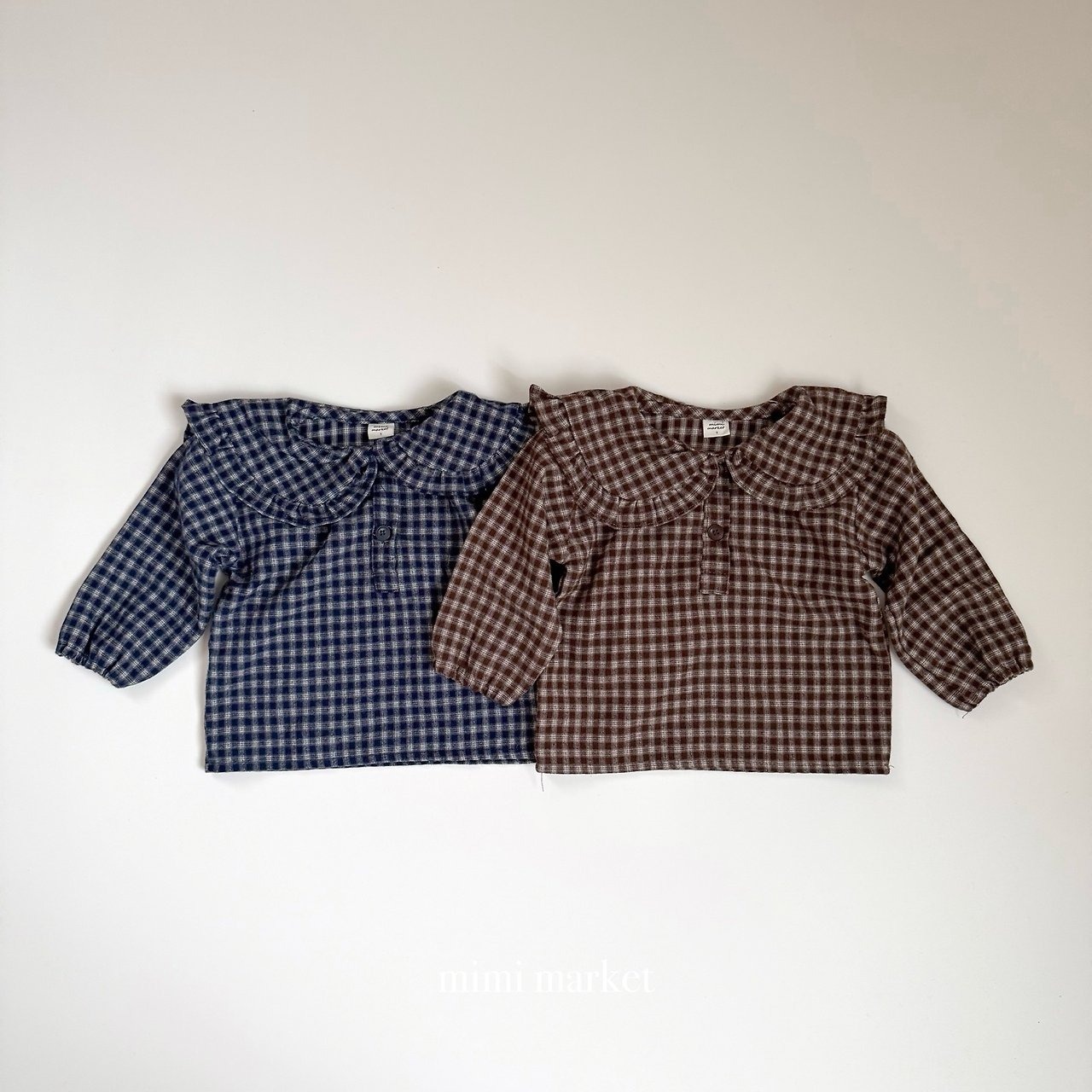 ミミマーケット / mimimarket / チェックフリル襟ブラウス / 韓国子供服 / キッズ / 26winter〖取寄〗*S~L*