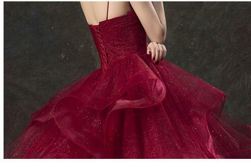 カラードレス ワインレッド 上質オーガンジー キラキラチュール