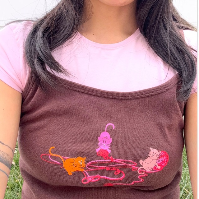 【LADIES】Kitten Print Cami Top