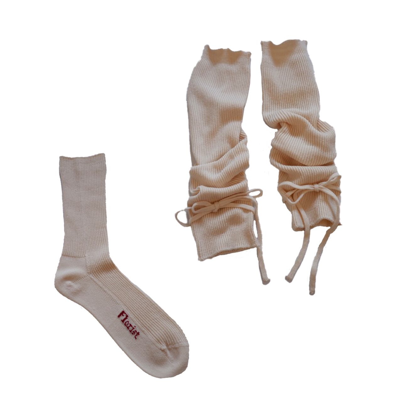 “ Florist “ leg warmers & socks SET col.whitelaceflower