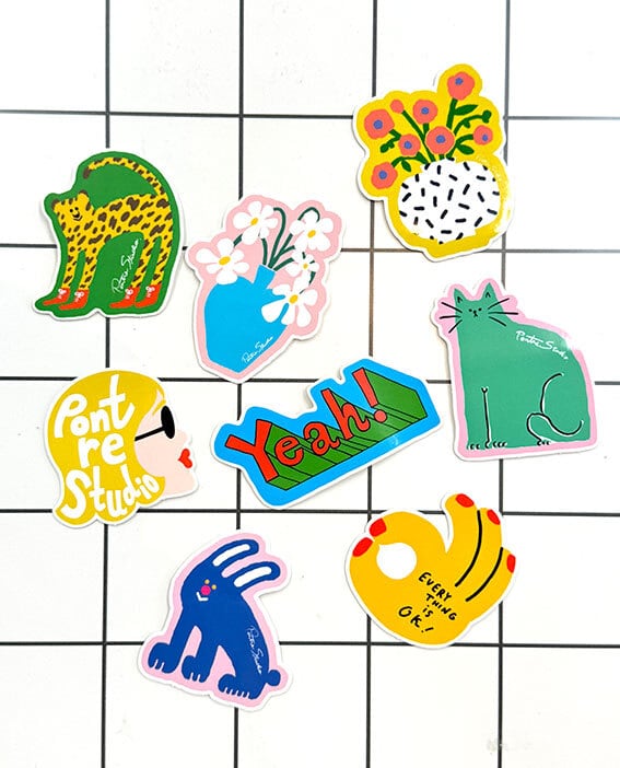 イラストステッカー 選べる4枚SET | Pontre Studio