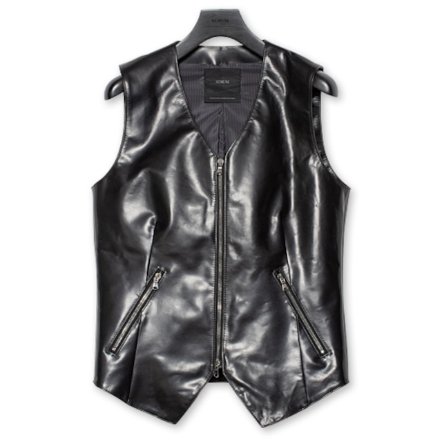 【予約商品】【STRUM ストラム RIDERS JACKET ライダースジャケット】M.BENNY/フルベジタブルタンニン鞣しイタリアン茶芯ダブルショルダーベスト【送料無料】【2027年3月頃のお届け予定】