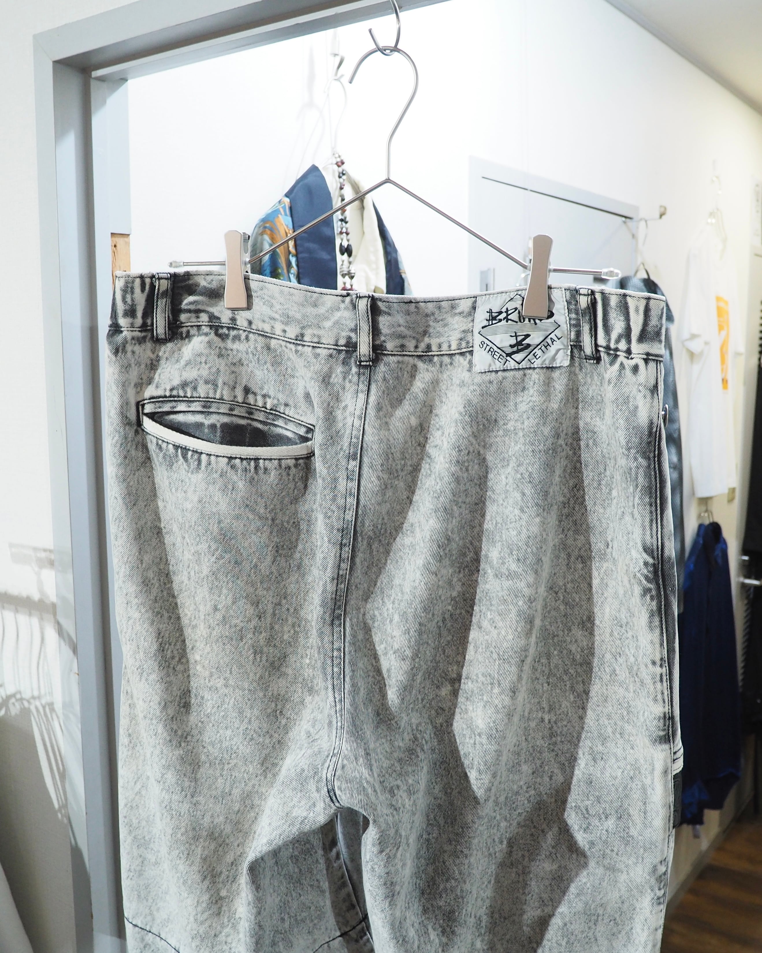 1990 - 00s " Bruno " Beautiful White Chemical Wash vintage Baggy shorts Pants